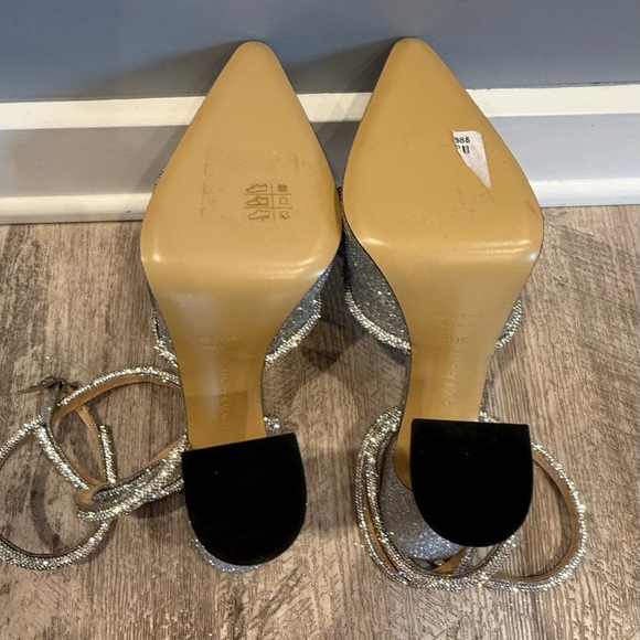 Mach & Mach Double Bow Platform Silver Glitter Women's Heels - Picture 13 of 15